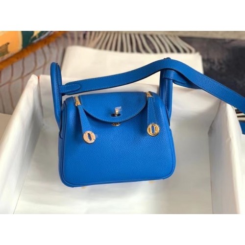 Hermes Mini Lindy Original Togo Ledertasche OLD19 Electric blue