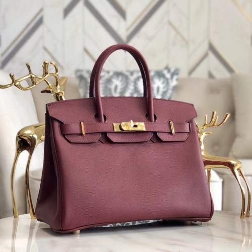 Hermes original Epsom Leder HB35O Burgund & Gold Metall