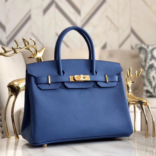 Hermes original Epsom Leder HB35O blau & gold Metall