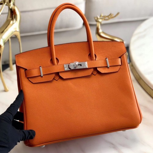 Hermes original Epsom Leder HB35O orange&silber Metall