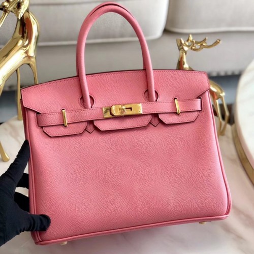 Hermes original Epsom Leder HB35O pink&gold Metall