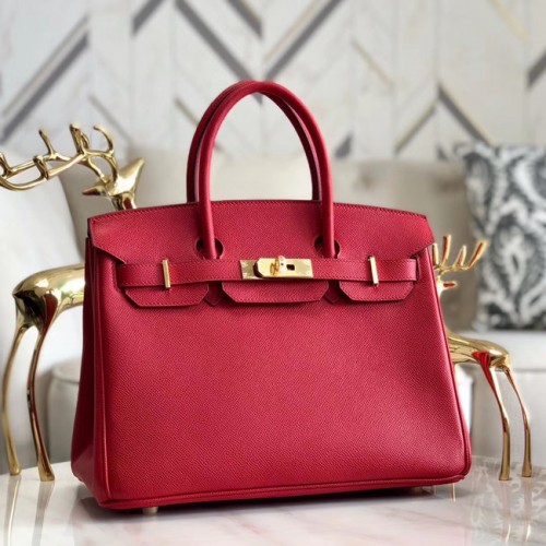Hermes original Epsom Leder HB35O Rot & Gold Metall