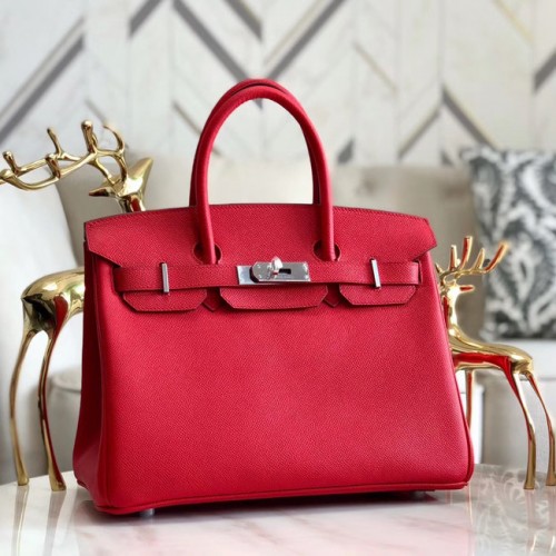 Hermes original Epsom Leder HB35O rot & silber Metall