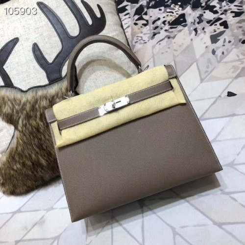 Hermes original Kelly Epsom Leder KL32 dunkelgrau