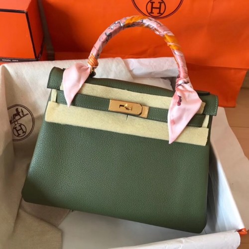 Hermes Original Togo Leder Kelly Bag KL320 Schwarzgrün