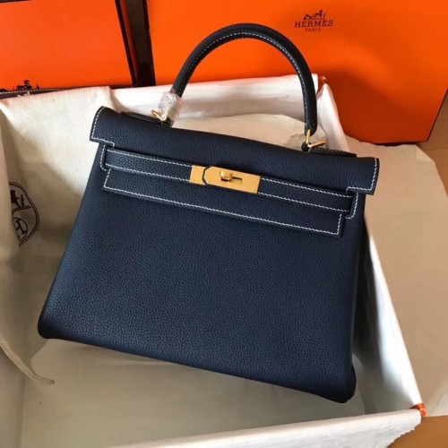 Hermes original Togo Leder Kelly Bag KL320 dunkelblau