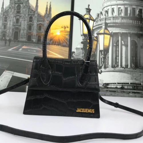 Jacquemus Original Mini-Ledertasche mit Griff oben J8088 Schwarz