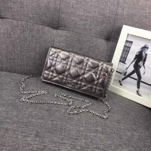 LADY DIOR CLUTCH CANNAGE LAMMLEDER S0204 Silbergrau