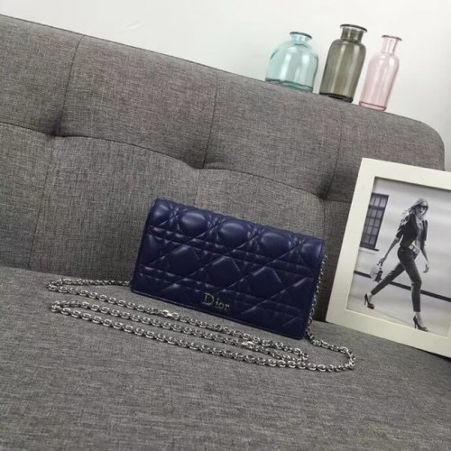 LADY DIOR CLUTCH AUS BLAUEM CANNAGE-LAMMLEDER S0204