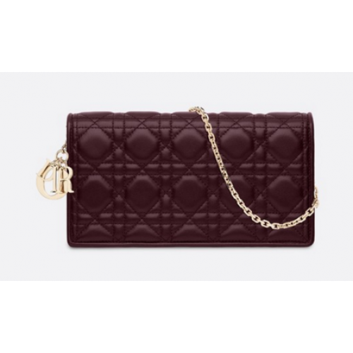 LADY DIOR CLUTCH AUS LAMMLEDER S0204 Bordeaux