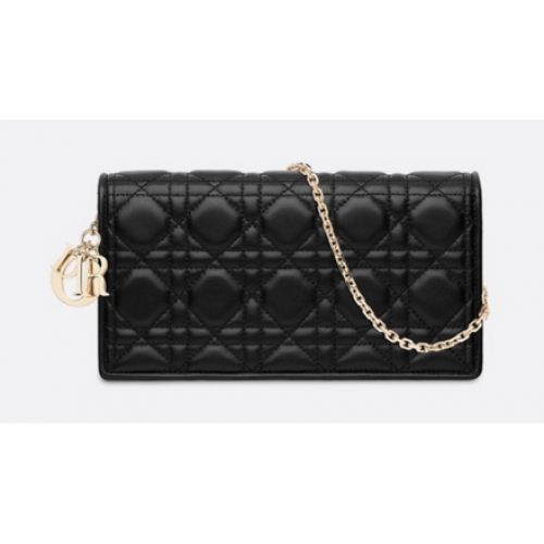 LADY DIOR CLUTCH AUS LAMMLEDER S0204 schwarz