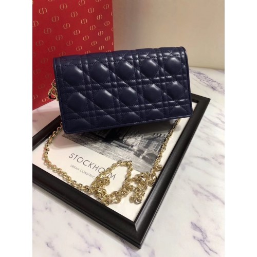 CLUTCH LADY DIOR LAMMLEDER S0204 dunkelblau