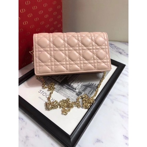 LADY DIOR CLUTCH AUS LAMMLEDER S0204 rosa