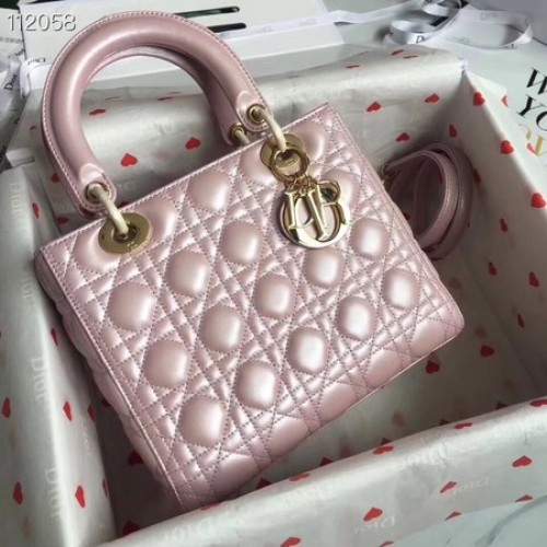 LADY DIOR LAMMLEDERTASCHE CAL44550 Perlglanz-Rosa