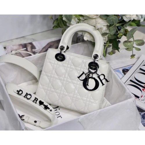 LADY DIOR TASCHE MY ABCDIOR Cannage Lammleder M0538I weiß
