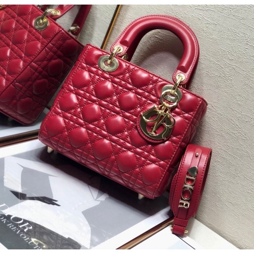 LADY DIOR TASCHE MY ABCDIOR Cannage Lammleder M0538O Rot
