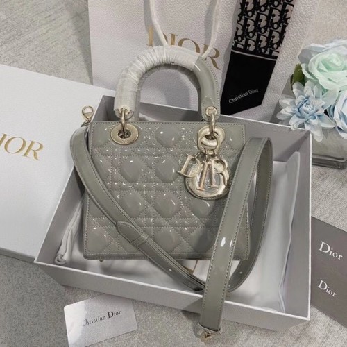 LADY DIOR MY ABCDIOR TASCHE Graues Cannage-Kalbslackleder M0538