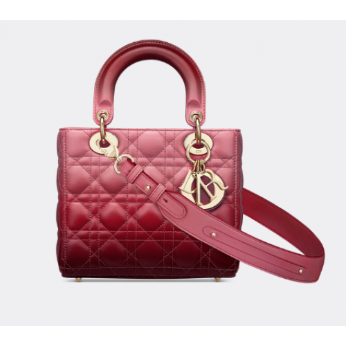 LADY DIOR TASCHE MY ABCDIOR Erdbeerrosa Farbverlauf Cannage Lammleder M0538OS