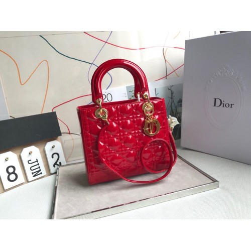 LADY DIOR MY ABCDIOR Lackledertasche Rot M05389 Gold