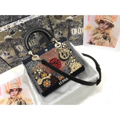 LADY DIOR Rindsleder mit Perlen- und Fadenstickerei M0565OSCQ-1