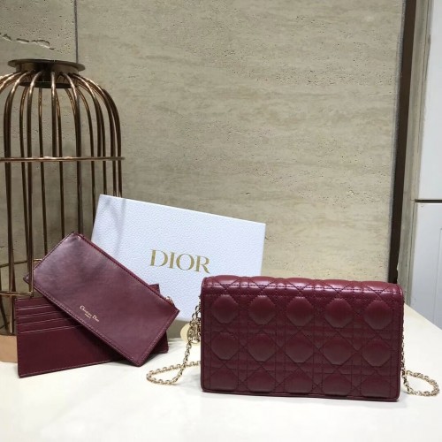 LADY DIOR GELDBÖRSE aus Lammfell C9025A Burgund