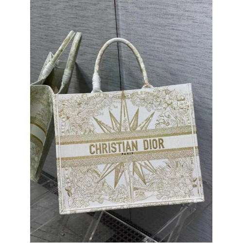 GROSSE DIOR BOOK TOTE Dior Reve dInfini-Stickerei mit goldfarbenem Metallic-Faden M1286Z