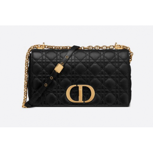 GROSSE DIOR CARO TASCHE Weiches Cannage-Kalbsleder in Schwarz M9243U