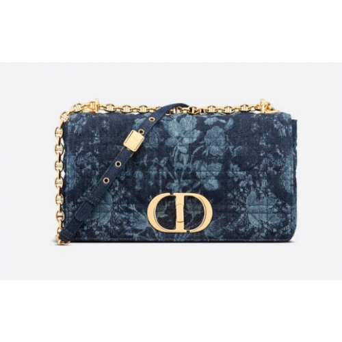 GROSSE DIOR CARO TASCHE Blue Dior Flowers Cannage Denim M9243UJ