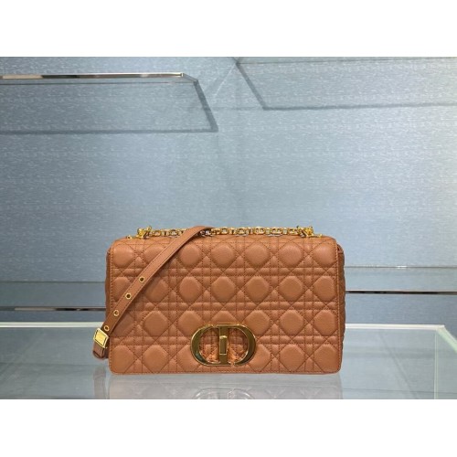GROSSE DIOR CARO TASCHE Weiches Cannage-Kalbsleder M9243U Cognacfarben