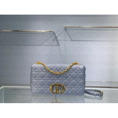 GROSSE DIOR CARO TASCHE Weiches Cannage-Kalbsleder M9243U Himmelblau