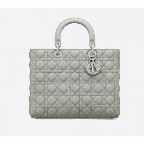 GROSSE LADY DIOR TASCHE Ultramattes Cannage-Kalbsleder in Grau M0566SL