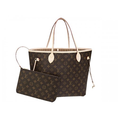 LOUIS VUITTON M40995 MONOGRAMM LEINWAND NEVERFULL MM BEIGE