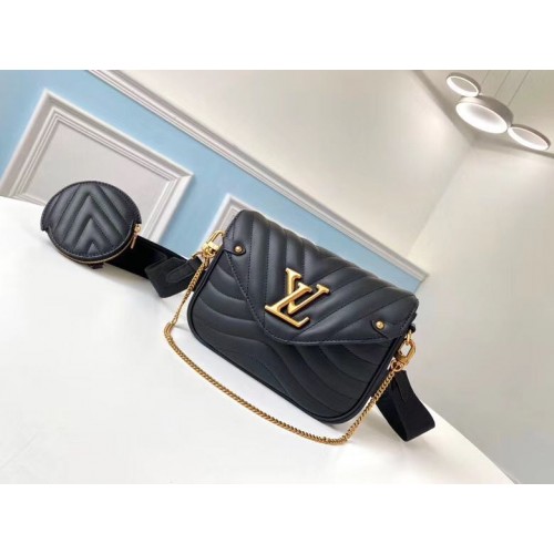 LOUIS VUITTON NEW WAVE Originl Leder Umhängetasche M56466 Schwarz