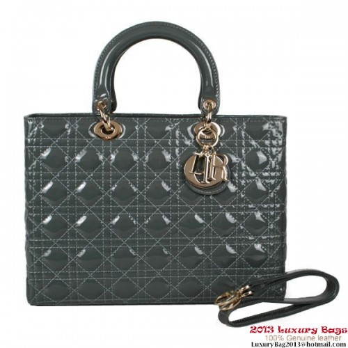 Lady Dior Bag Medium Bag Lackleder D9603 Dunkelgrau