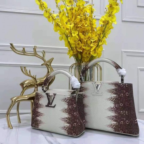 Louis Vuitton CAPUCINES PM Original Eidechsenleder M52386 Weiß