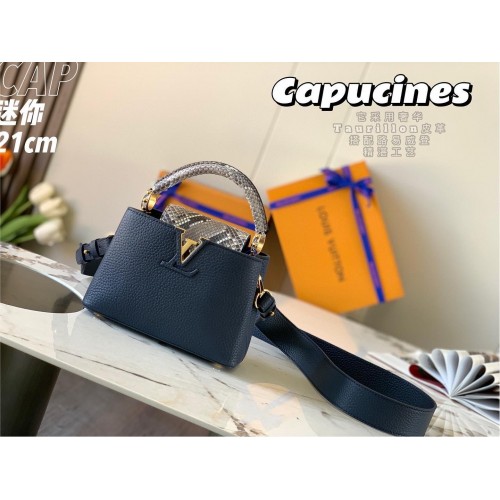Louis Vuitton CAPUCINES PM Original Python Leder N80041 Navy