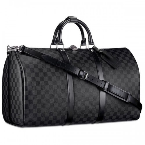 Louis Vuitton Damier Graphite Canvas Keepall 55 mit Schultergurt N41413