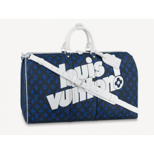 Louis Vuitton KEEPALL BANDOULIERE 55 M45874 Blau