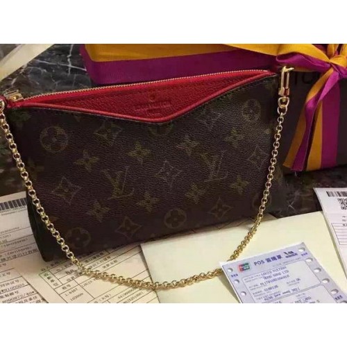 Louis Vuitton M41638 PALLAS Clutch aus rotem Monogramm-Segeltuch