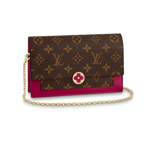 Louis Vuitton Monogram Canvas FLORE Kettengeldbörse M67404 Lie De Vin