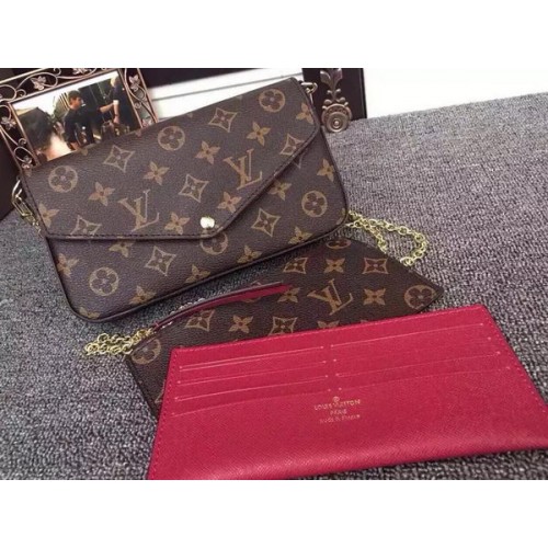 Louis Vuitton Monogram Canvas Felicie Chain Wallet M61276 Burgund