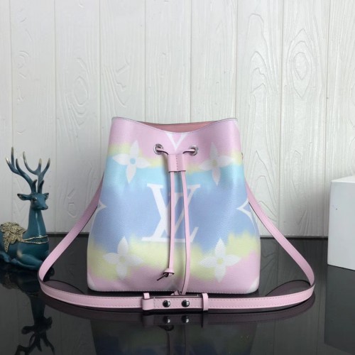 Louis Vuitton Monogram Canvas Neonoe Original Leder M45126 Pink&Blau