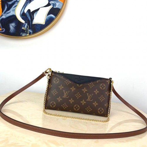 Louis Vuitton Monogram Canvas PALLAS Clutch Original Leder M41638 Schwarz