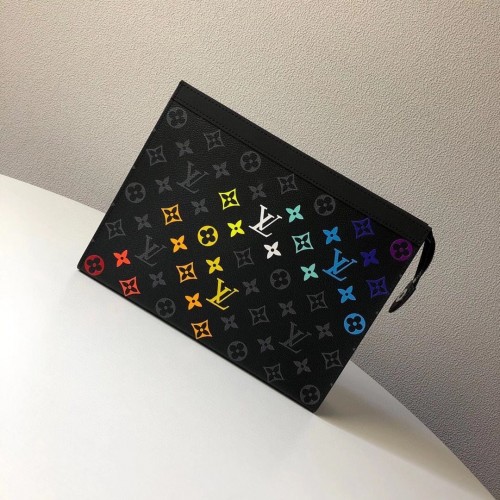 Louis Vuitton Monogram Eclipse POCHETTE VOYAGE MM M61692 Handgezeichneter Regenbogen