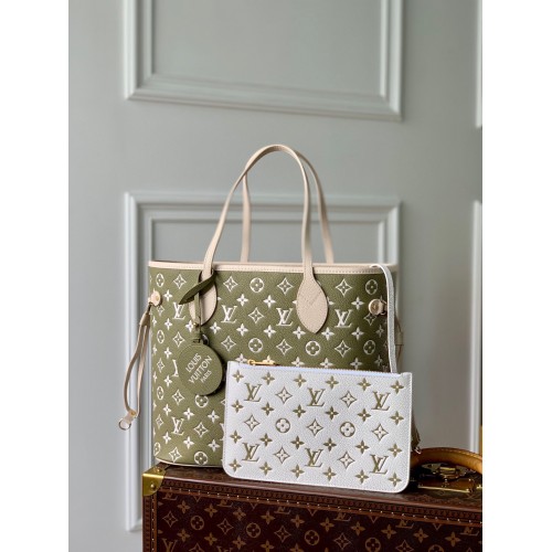 Louis Vuitton Monogram Empreinte NEVERFULL MM M46102 Grün&Grau