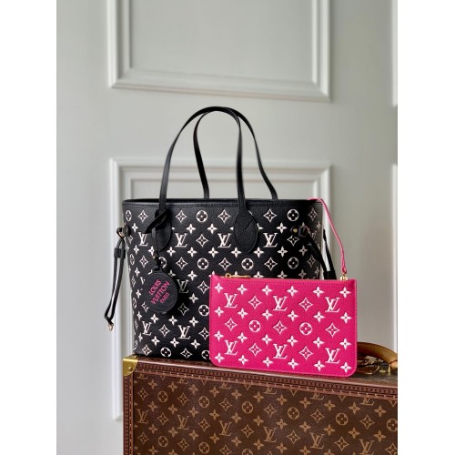 Louis Vuitton Monogram Empreinte NEVERFULL MM M46103 Schwarz & Weiß