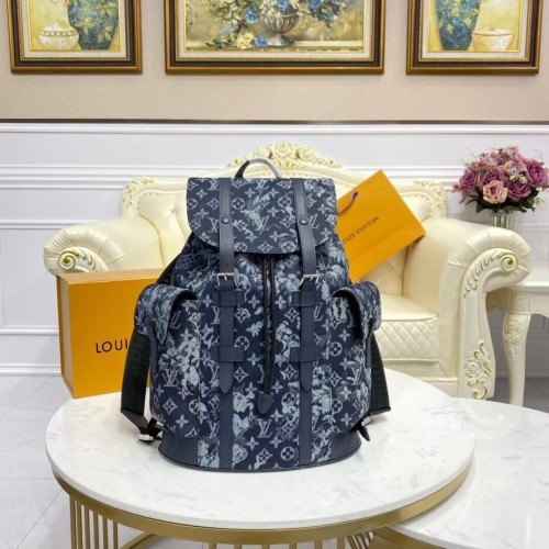 Louis Vuitton Monogram Tapestry Denim Rucksack M57280 Dunkelblau