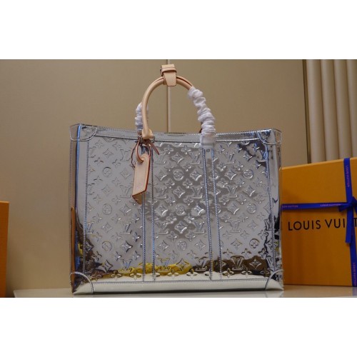 Louis Vuitton Monogram Vernis Sac Plat Tragetasche Lackleder M46121 Silber