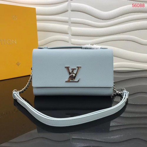 Louis Vuitton Original Grain Kalbsleder LOCKME CLUTCH M56087 himmelblau