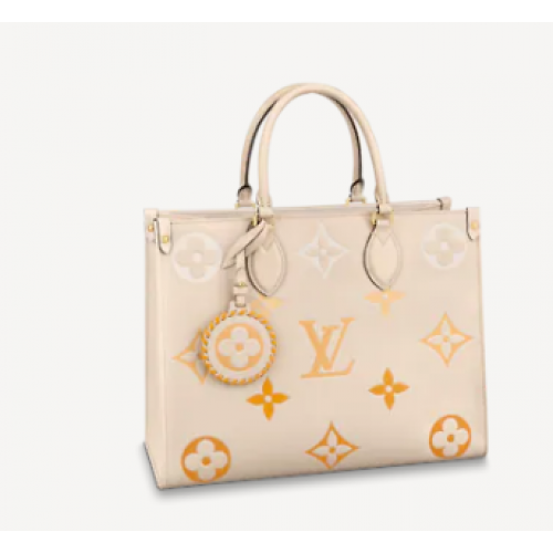 Louis Vuitton Original Onthego mittelgroße Tragetasche Creme M45717 Orange Logo